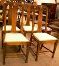 Set of Four Arts  Crafts Style Oak Side Chairs with Upholstered Slip Seats