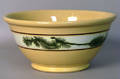 Large yelloware mixing bowl with seaweed decoration