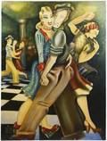 Lea Vendetta Couples Dancing Painting Signed