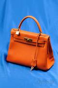 Orange Box Leather Kelly Bag Hermes