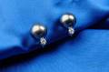 18kt White Gold Tahitian Pearl and Diamond Earclips