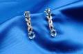 Blue Topaz and Diamond Earpendants