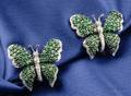 Tsavorite Garnet and Diamond Butterfly Earclips Fred Leighton