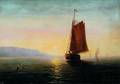 Elbridge Wesley Webber American 18391914 Sailing Vessels at Sunset