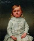 American School 19th Century Portrait of a Seated Child in White