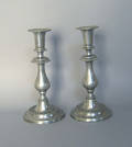 Pair of English pewter candlesticks