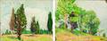 Robert Henry Logan American 18741942 Lot of Two Tree Landscapes