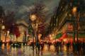 Vladimir Lazarev Russian 20th Century Parisian Street at Night