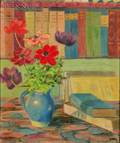 Thalia Wescott Malcolm FrenchAmerican b 1888 Still Life with Books and Anemones