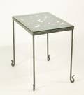 Grey Cast Iron  Glass Top Accent Table