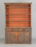 New England painted pine stepback cupboard ca 1800