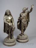 Pair of Patinated Metal Figures of Allegorical Warriors