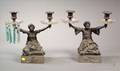 Pair of Aesthetic Movement Figural Bronze Two Light Candelabra