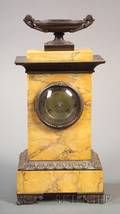 Empire Revival Sienna Marble and Bronze Mounted Mantel Clock