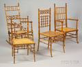 Four American Victorian Faux Bamboo Maple Chairs