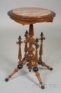American Aesthetic Movement Parcel Gilt and Ebonized Mahogany and Marbletop Stand