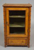 Victorian Faux Bamboo and Grillinset Hanging Cabinet