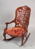 Rococo Revival Carved Rosewood Rocker