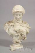 Italian Carved Carrara Marble Bust of a Chaste Renaissance Lady