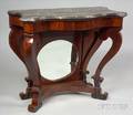 American Empire Mahogany Marble top and Mirrored Console Table