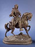 Large Patinated Spelter Figure of an Arab on Horseback