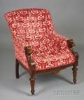 English Renaissance Revival Carved Walnut Parlor Chair