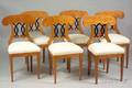 Set of Six Biedermeier Style Maple and Partebonized Side Chairs