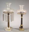 Two American Empire Style Brass or Patinated Metal Lamps