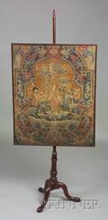 George III Mahogany Polescreen with Needlework Panel