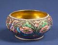 K Faberge Goldwashed Silver and Enamel Sugar Bowl