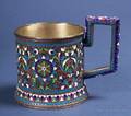 Russian Silver Enamel Tea Glass Frame