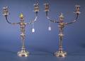 Pair of Sheffield Plate Two Light Convertible Candelabra