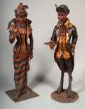 Pair of Fine Venetian Carved and Ebonized Hall Figures of an Elegant Devil and his C
