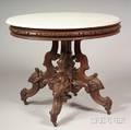 Victorian Marble Top and Walnut Center Table