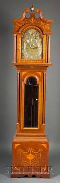Edwardian Inlaid Mahogany Chiming Tall Case Clock