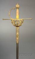 Continental Basket Hilt Gilt Bronze and Steel Rapier