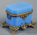 French Blue Opaline Glass and Bronze Mounted Box