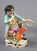 Meissen Porcelain Figure of Man and Dog