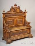 Renaissance Revival Carved Walnut Hall Bench