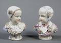 Two Small German Porcelain Busts of Little Girls