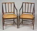 Pair of British Colonial Calamander Caned Armchairs