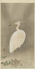 Ohara Shoson A Crane Standing in a Pond