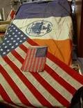 Two Embroidered Silk New York Flags and Four 48Star American Flags