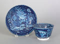 Historical blue Staffordshire cup and saucer 19th c