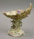 German Porcelain Shellform Compote with Birds