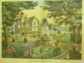 Walnut Framed Currier  Ives Large Folio Handcolored Summer Scene