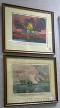 Two Framed Currier  Ives Small Folio Handcolored Civil War Lithographs