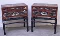 Pair of Modern Chinese Export Paint Decorated Lacquer Chests on Stands