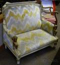Empirestyle Upholstered Giltmetal Mounted Carved and Painted Settee