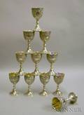 Set of Eleven Rococo Revival Silver Plated Wine Goblets